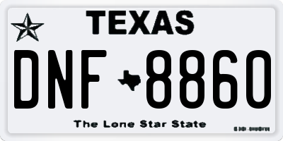 TX license plate DNF8860