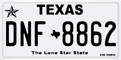 TX license plate DNF8862