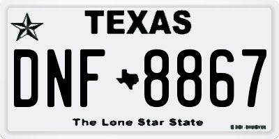 TX license plate DNF8867