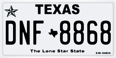 TX license plate DNF8868