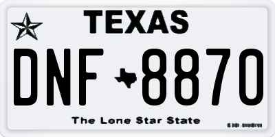 TX license plate DNF8870