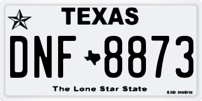 TX license plate DNF8873