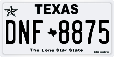TX license plate DNF8875