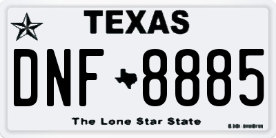 TX license plate DNF8885