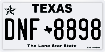 TX license plate DNF8898