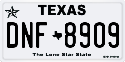 TX license plate DNF8909