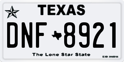 TX license plate DNF8921