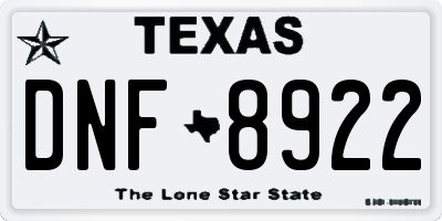 TX license plate DNF8922