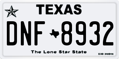 TX license plate DNF8932