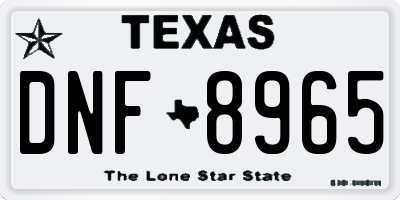TX license plate DNF8965