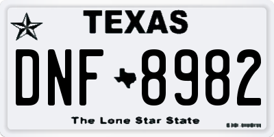 TX license plate DNF8982