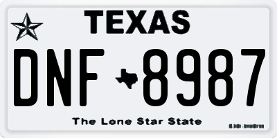 TX license plate DNF8987