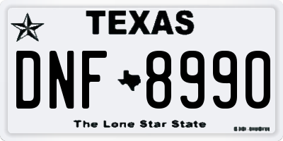 TX license plate DNF8990