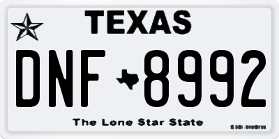 TX license plate DNF8992