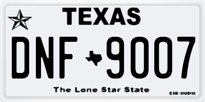 TX license plate DNF9007