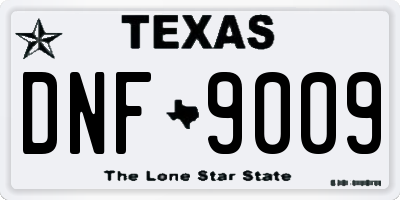 TX license plate DNF9009