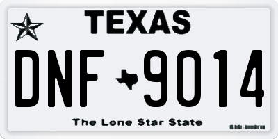 TX license plate DNF9014