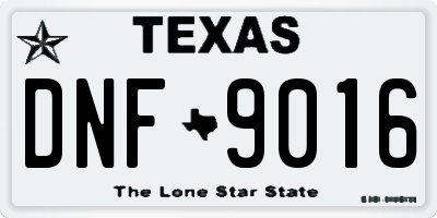 TX license plate DNF9016