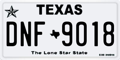 TX license plate DNF9018