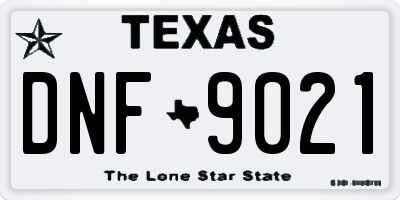 TX license plate DNF9021