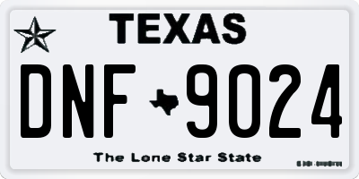 TX license plate DNF9024