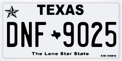TX license plate DNF9025