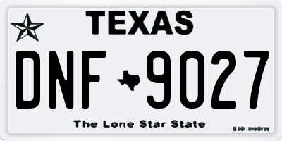 TX license plate DNF9027