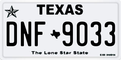 TX license plate DNF9033