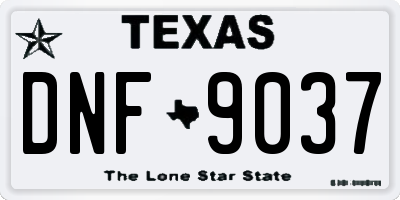 TX license plate DNF9037