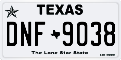 TX license plate DNF9038