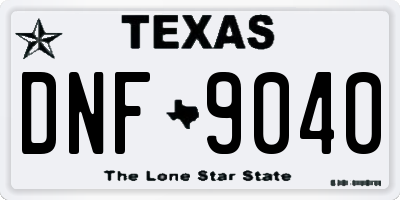TX license plate DNF9040
