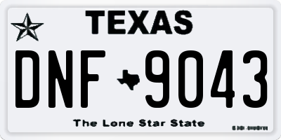 TX license plate DNF9043