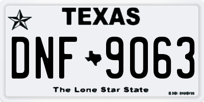 TX license plate DNF9063