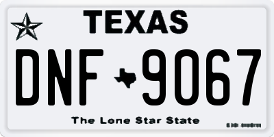 TX license plate DNF9067