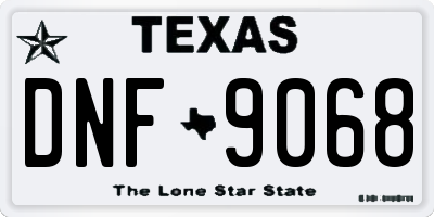 TX license plate DNF9068