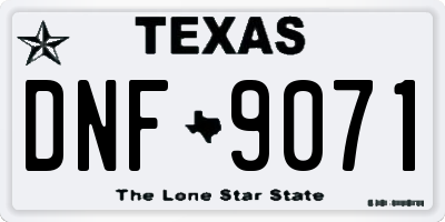 TX license plate DNF9071