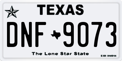 TX license plate DNF9073