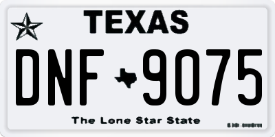 TX license plate DNF9075