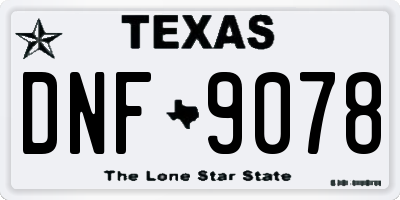 TX license plate DNF9078
