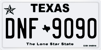 TX license plate DNF9090