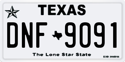 TX license plate DNF9091