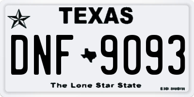 TX license plate DNF9093