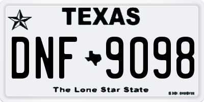 TX license plate DNF9098
