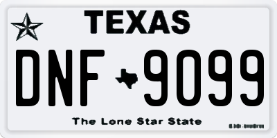 TX license plate DNF9099