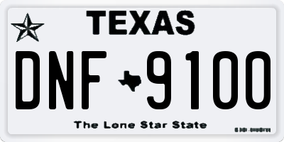 TX license plate DNF9100