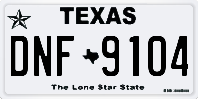 TX license plate DNF9104
