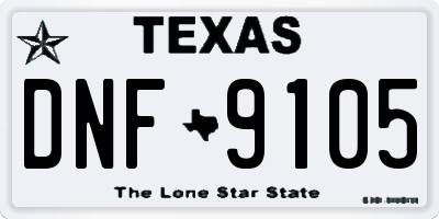 TX license plate DNF9105