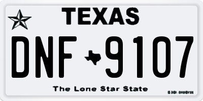 TX license plate DNF9107