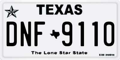 TX license plate DNF9110