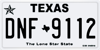 TX license plate DNF9112